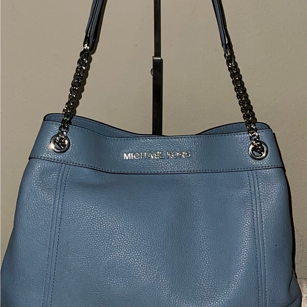 Michael Kors Powder Blue LG Chain Shoulder Jet Set Bag